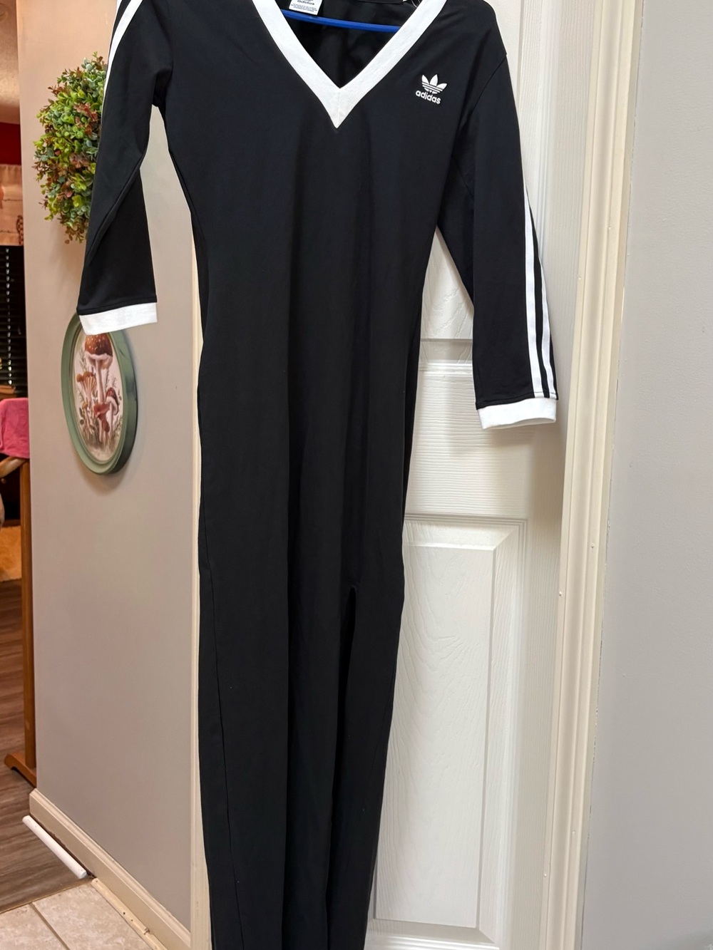 adidas Black Women’s Maxi With Split and White Trim